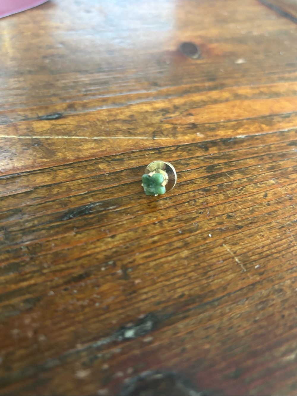 Gold and green vintage pin